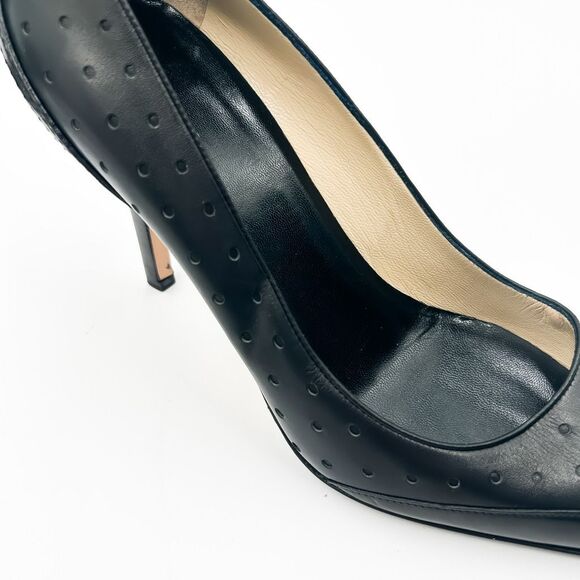 Gucci Interlocking GG Pointed Toe Black Leather Heels Pumps Size 8.5 - Picture 15 of 16